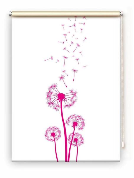 Rollo Dandelions magenta , Rollo, Motivrollo, Rollo mit Druck, Fotorollo, bedrucktes Rollo, Fensterrollo,verdunkelndes Rollo, Sonnenschutz Rollo